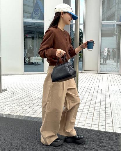 Belt Detail Wide Pants  beige