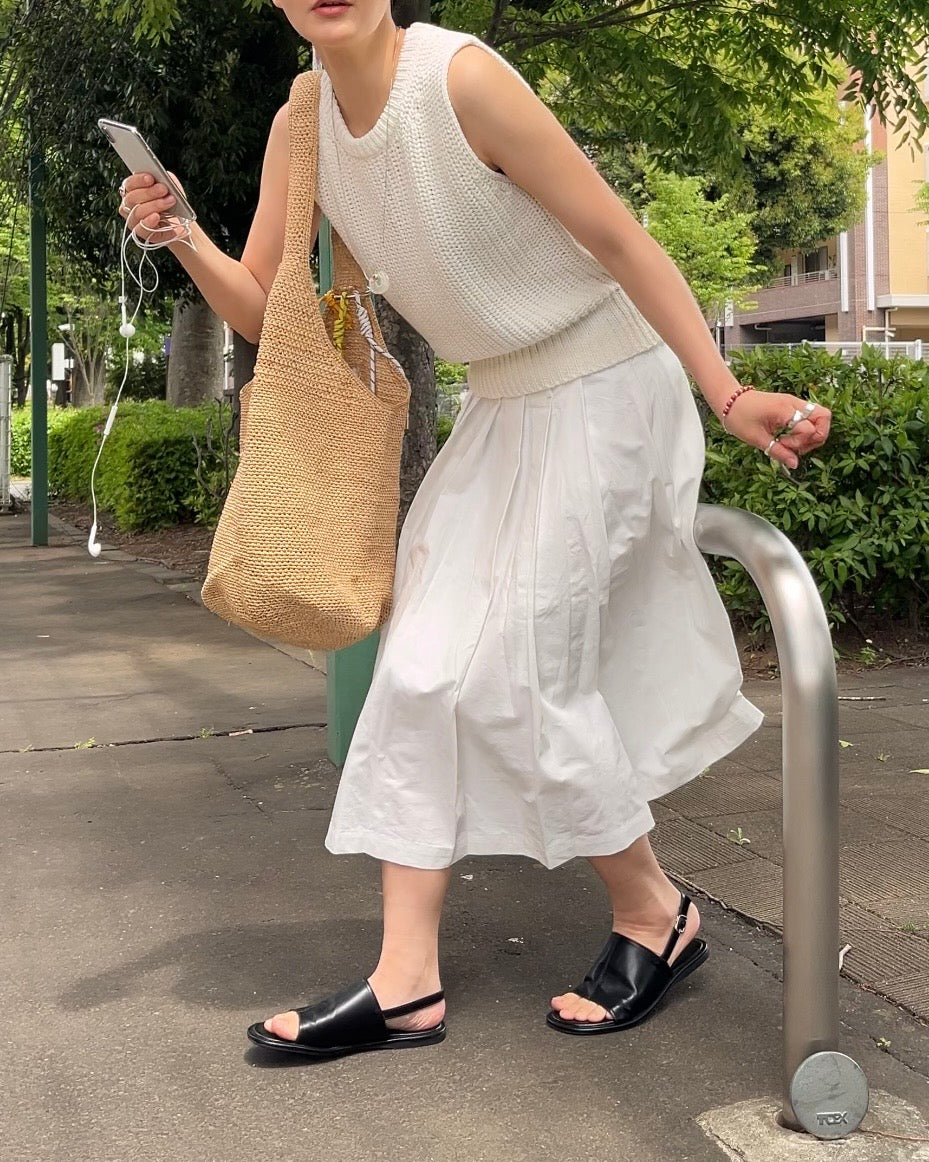 [5/7new]Cotton Full Line Pleated Skirt