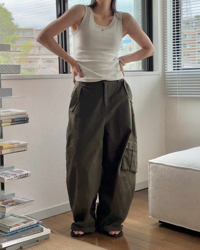 [6/11new]Cotton wide cago pants