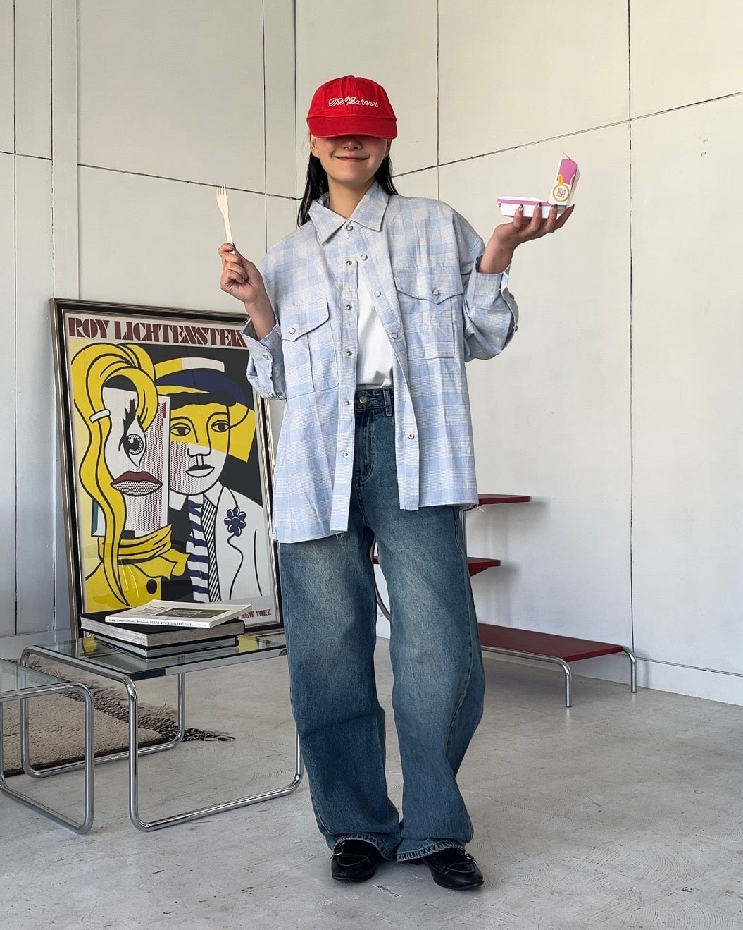 Cotton Check Drop-Shoulder Shirt