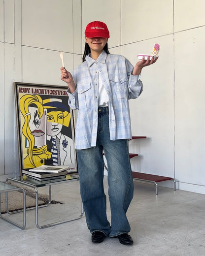 Cotton Check Drop-Shoulder Shirt