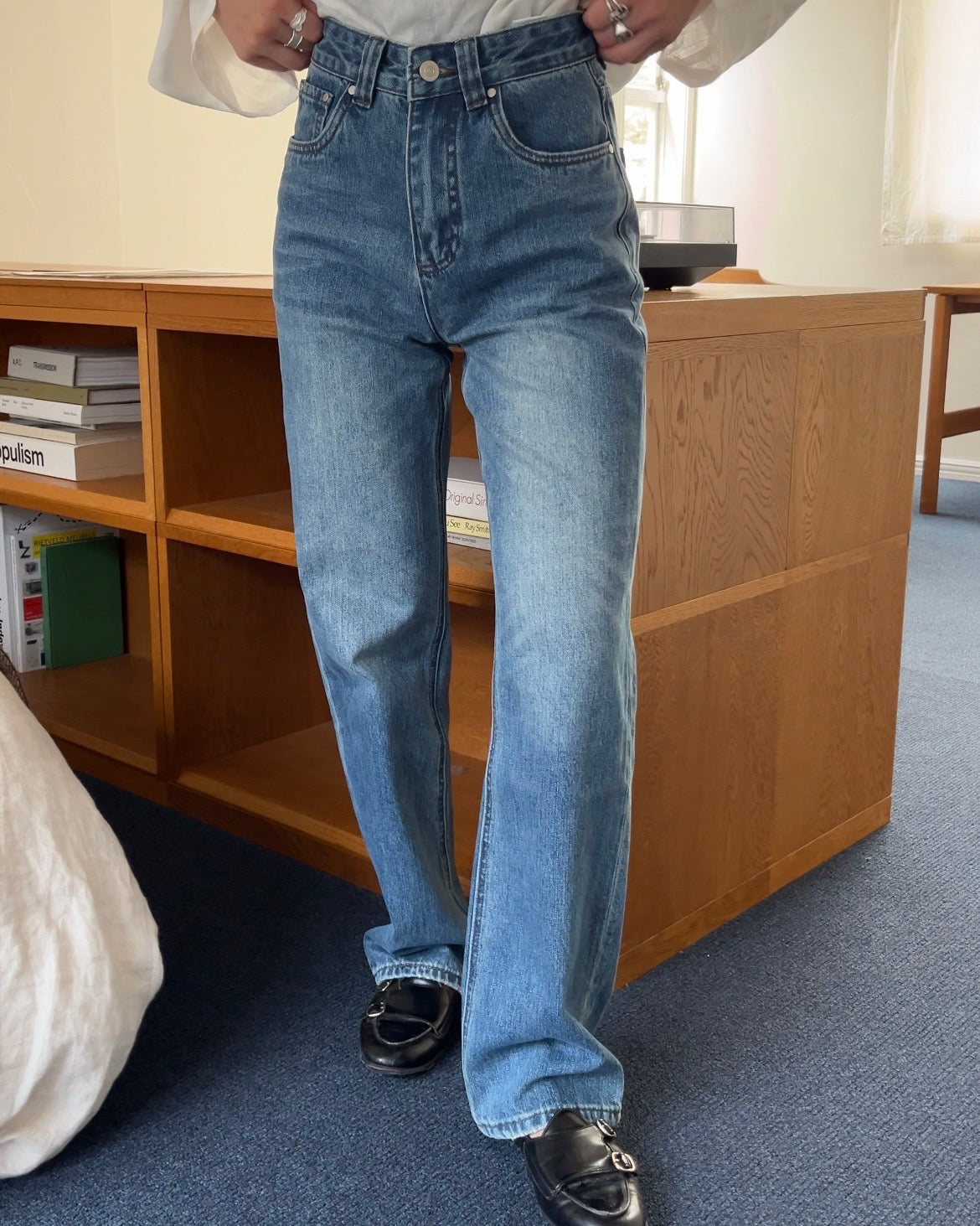 [4/23new]Cotton Blend Straight Denim