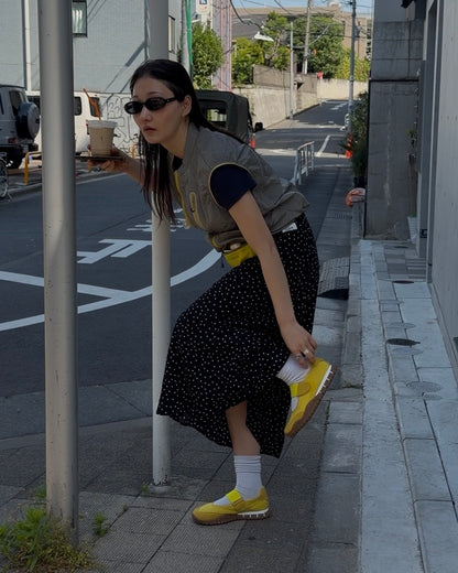 [6/18new]Fluid Dot Skirt black