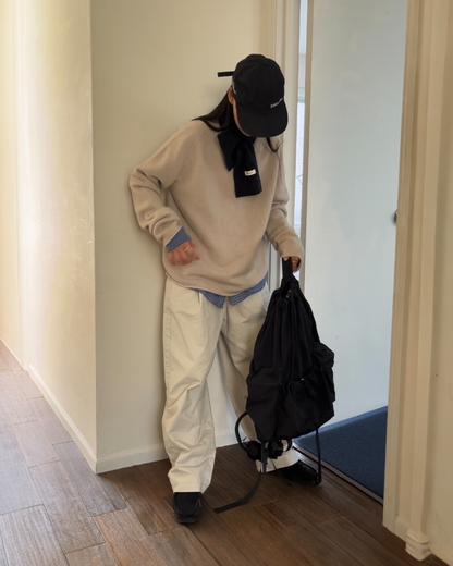 Pure Wool Soft High-Neck Knit Ivory