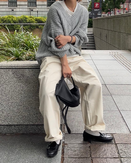 Curve Leather 2way handle bag