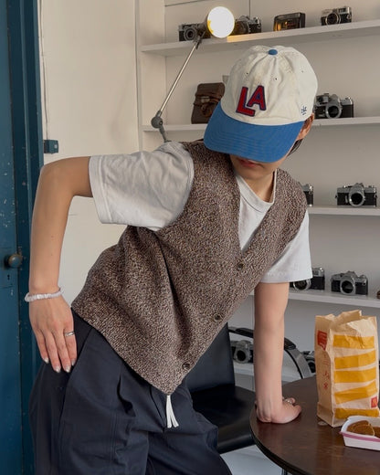 ［3/19new］Cotton Easy Layer Vest brown