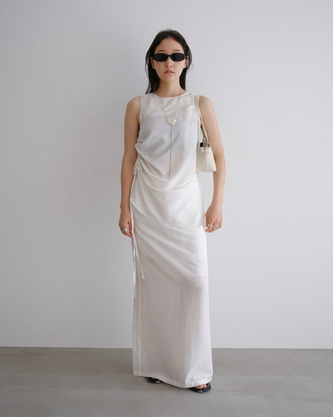 [8/27new]straight silk skirt white