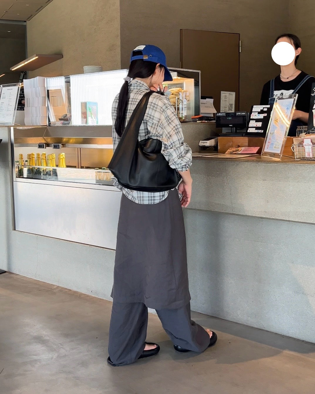 Sheer Check Airy Shirt gray