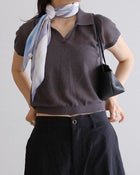 [9/10new]linen Summer Knit Polo gray