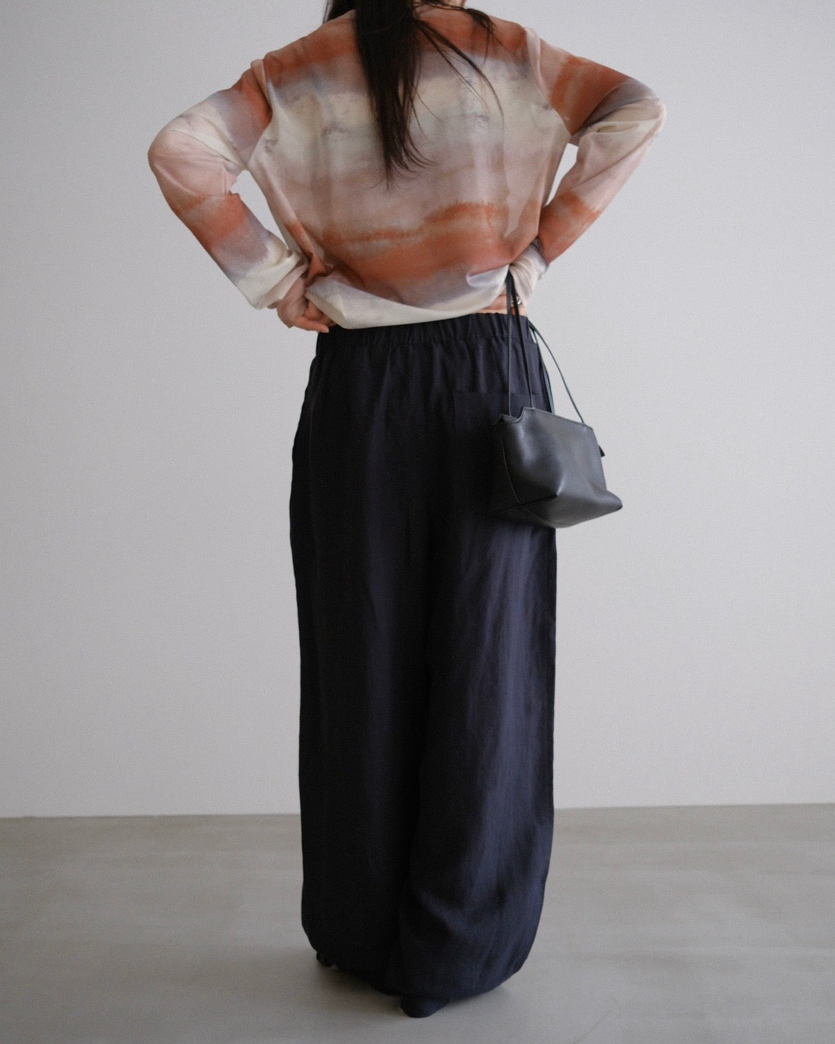 [7/30 new]easy linen wide pants navy