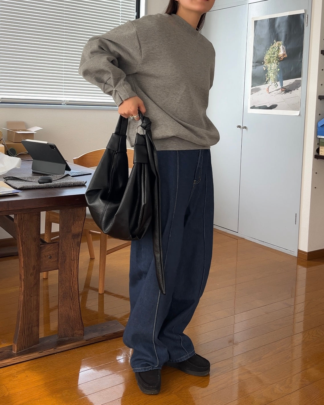 2way croissant shoulder bag black