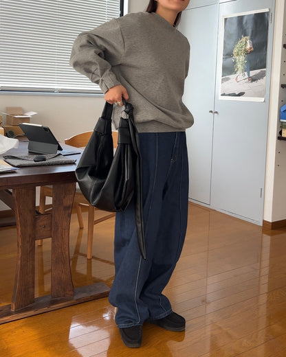 2way croissant shoulder bag black