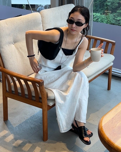 [7/2new]linen loop onepiece white