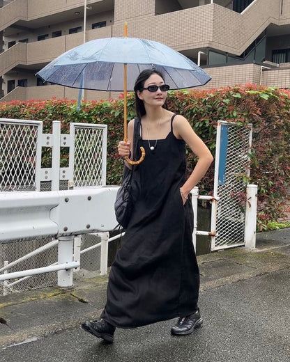 [7/2new]linen loop onepiece black