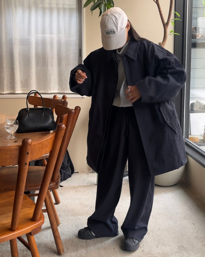 Cotton Nylon Over Collar Jacket navy