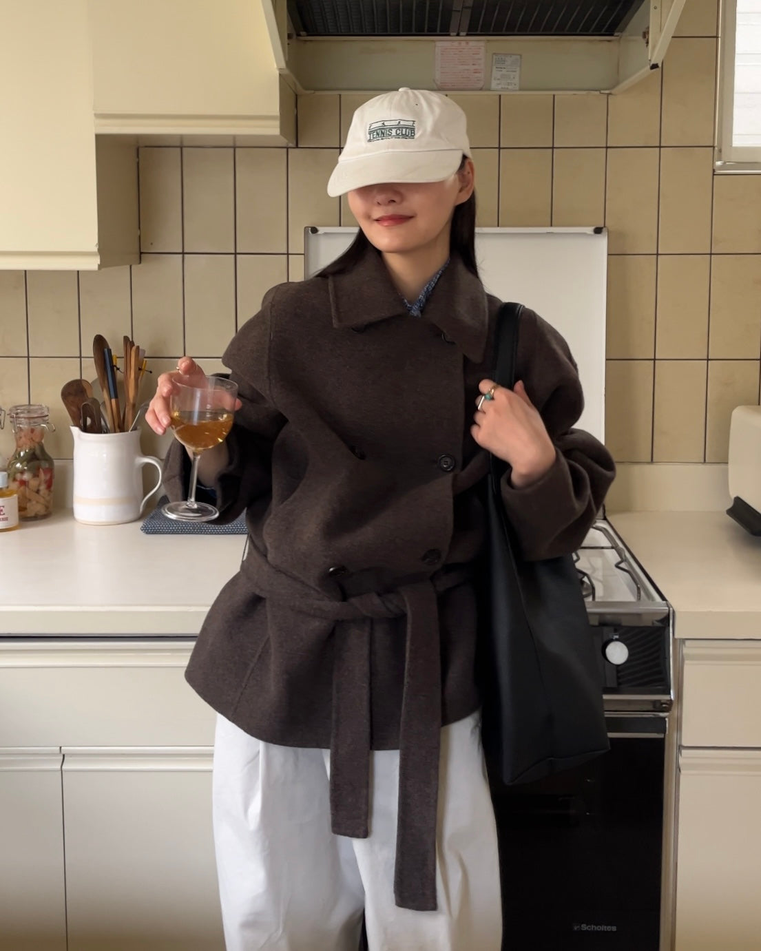 Drape Wool P-Coat brown