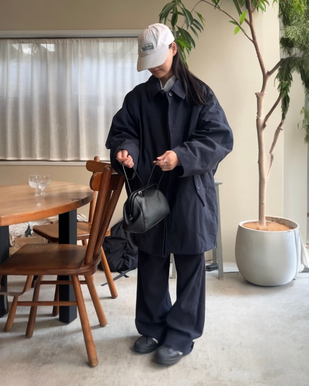 Cotton Nylon Over Collar Jacket navy