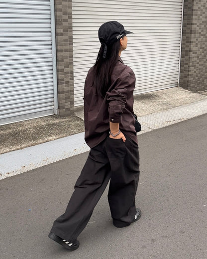 [11/20new]Buckle Straight Cotton Pants black