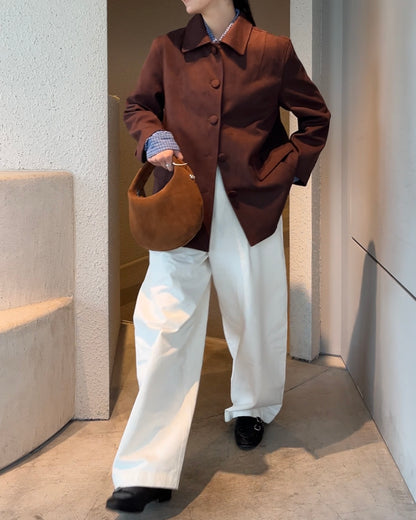 [11/20new]Buckle Straight Cotton Pants  white