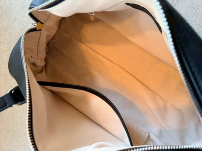 Cow Leather Soft Cube Leather Bag black