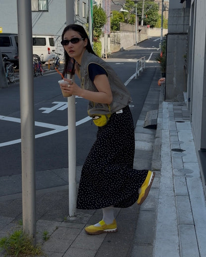 [6/18new]Fluid Dot Skirt black