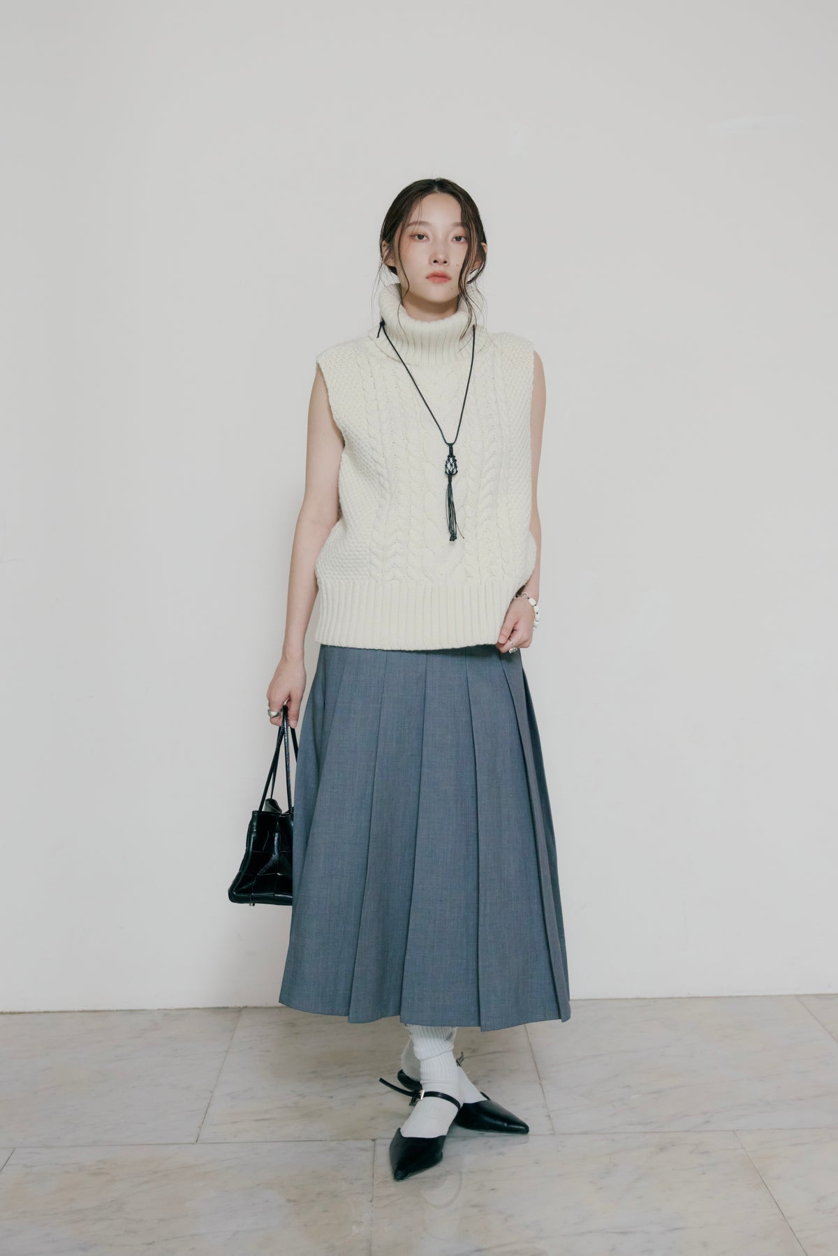 [10/22new]side belt pleats skirt GR