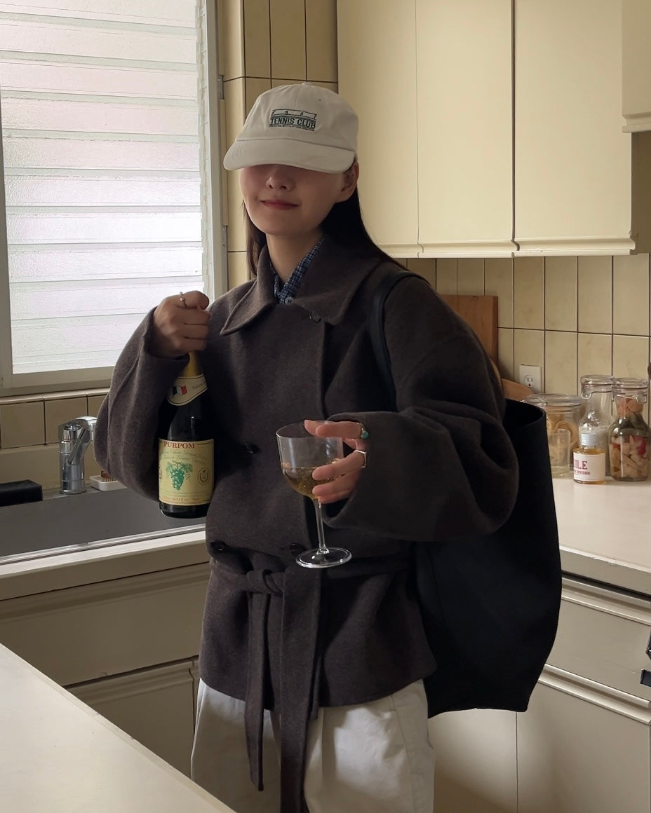 Drape Wool P-Coat brown