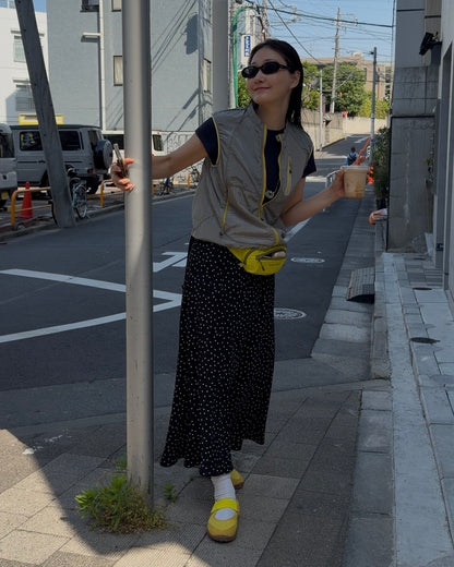 [6/18new]Fluid Dot Skirt black