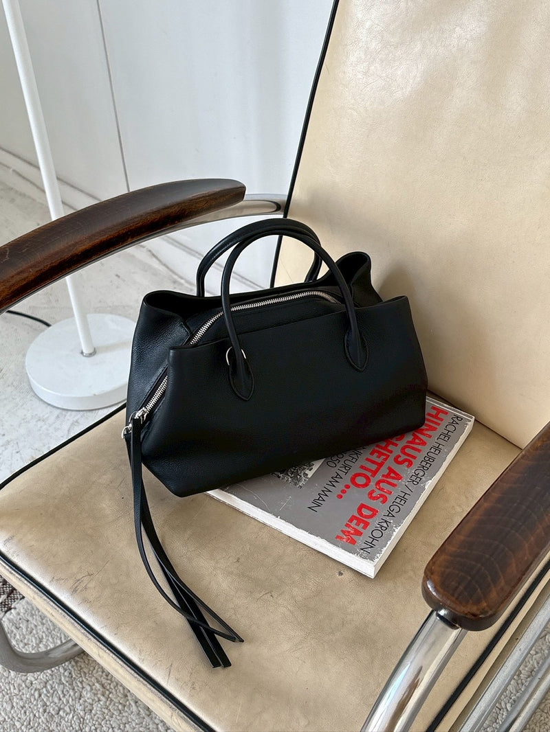 leather Boston square bag S