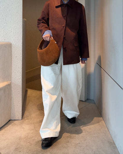 [11/20new]Buckle Straight Cotton Pants  white