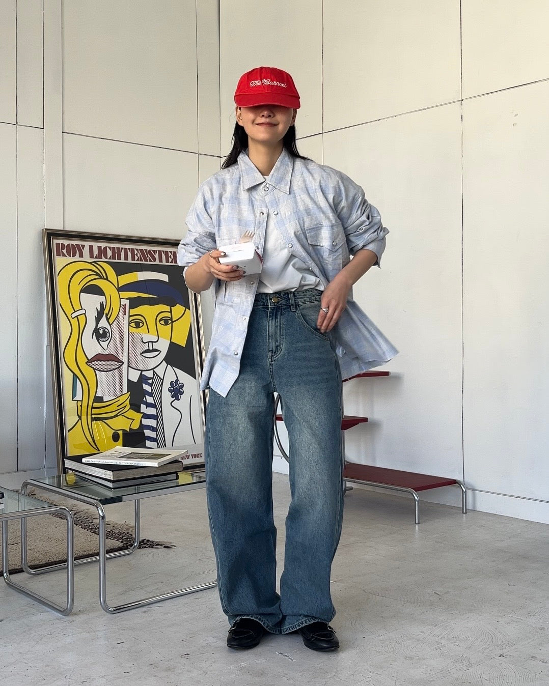 Cotton Check Drop-Shoulder Shirt