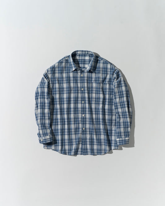 [8/7new]Sheer Check Airy Shirt blue