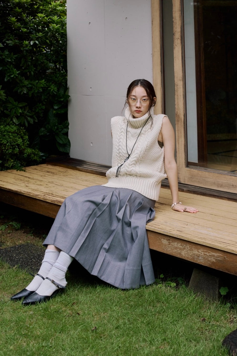 [10/22new]side belt pleats skirt GR
