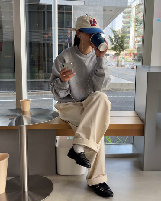 [9/18new]baseball neck sweat gray