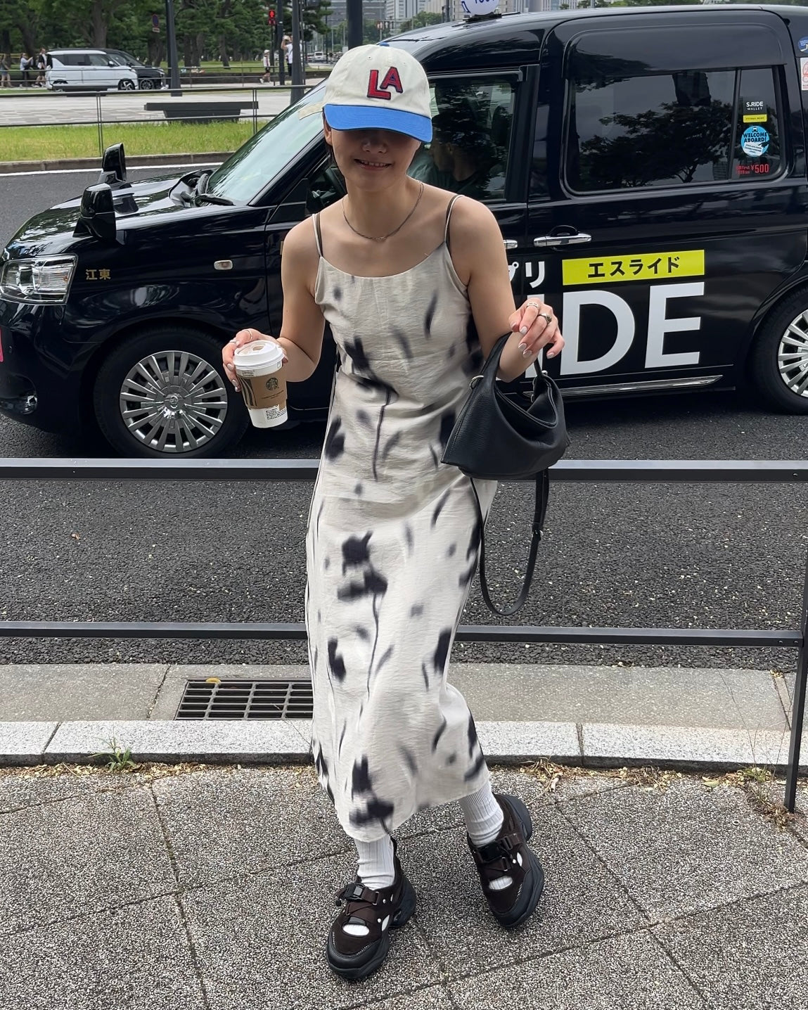 Curve Leather 2way handle bag