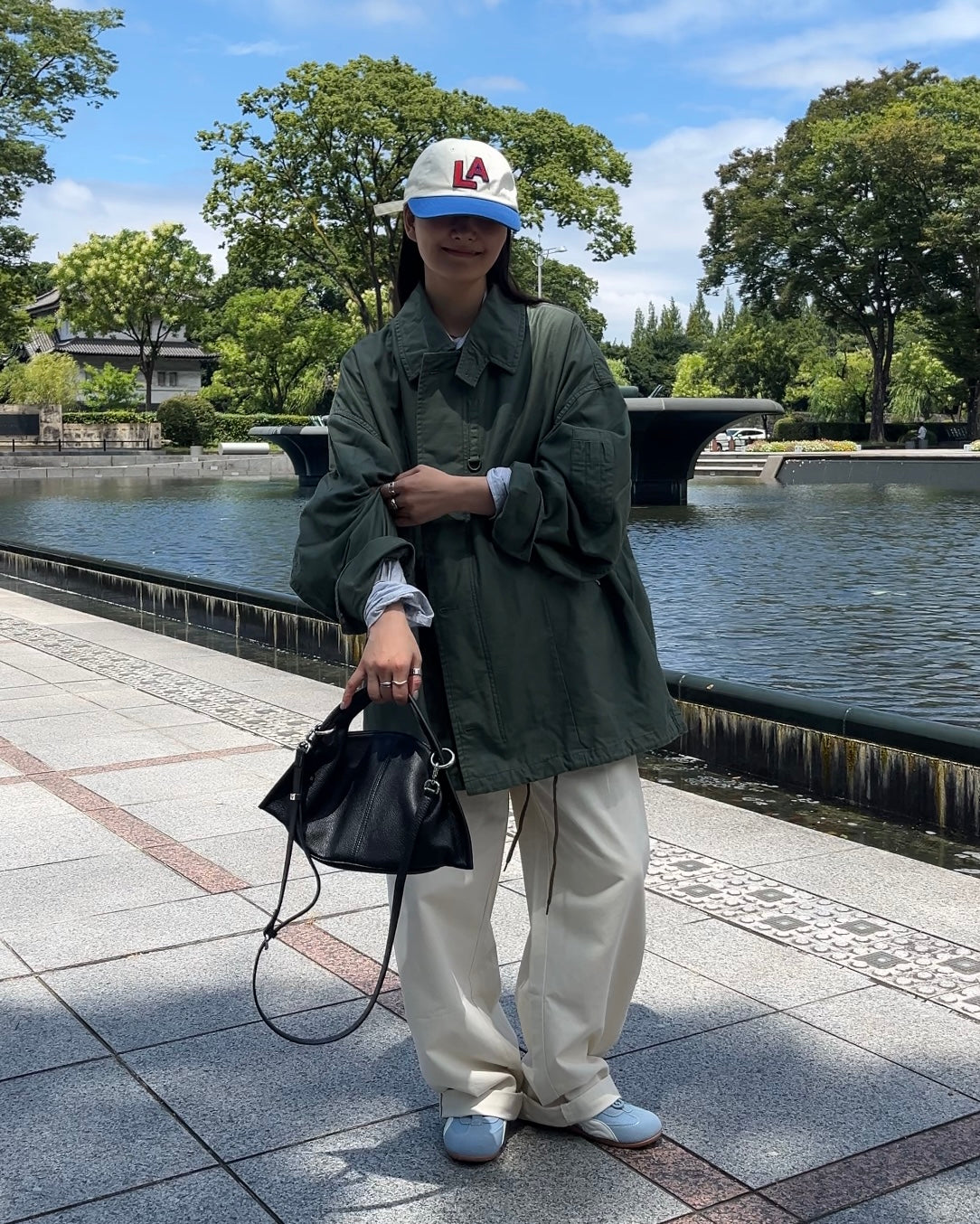 Curve Leather 2way handle bag