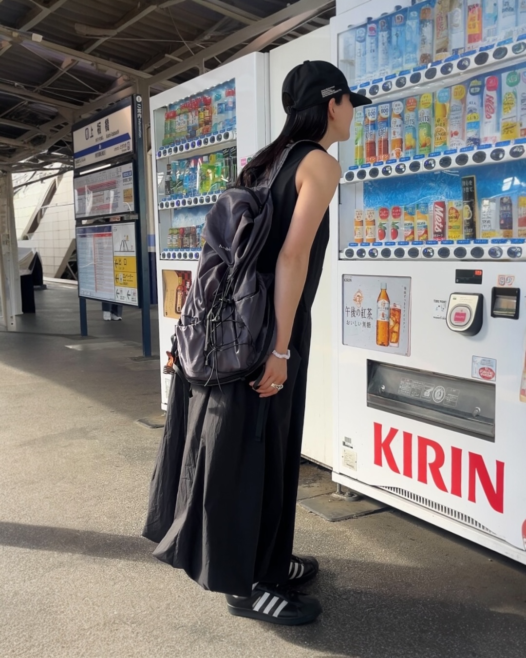 [4/30new]Cotton Nylon Tank Dress black