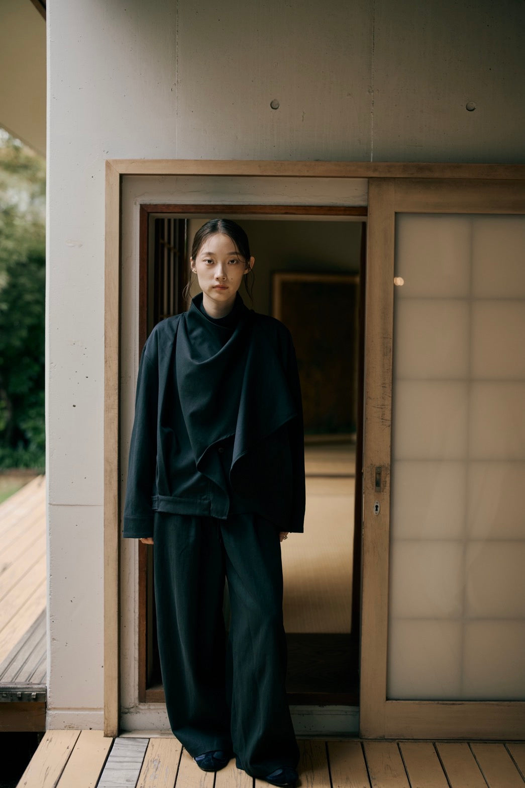 button drape jacket