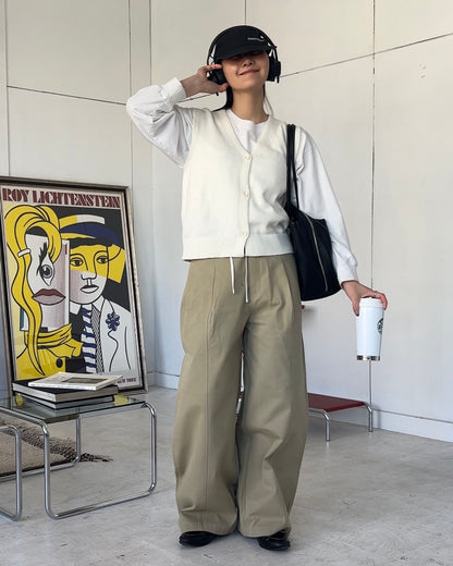 Cotton Tencel Wide Slacks beige