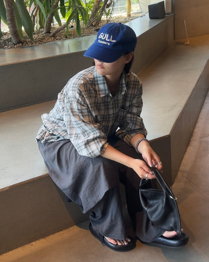 Sheer Check Airy Shirt gray