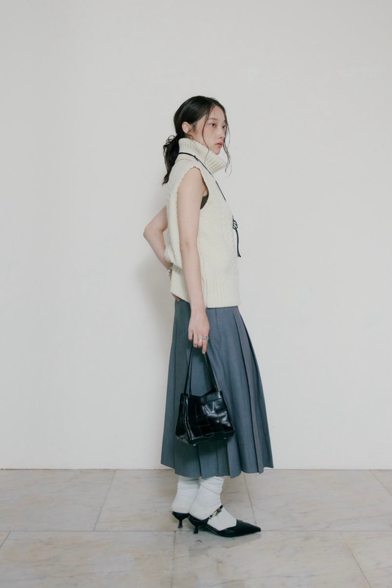 [10/22new]side belt pleats skirt GR
