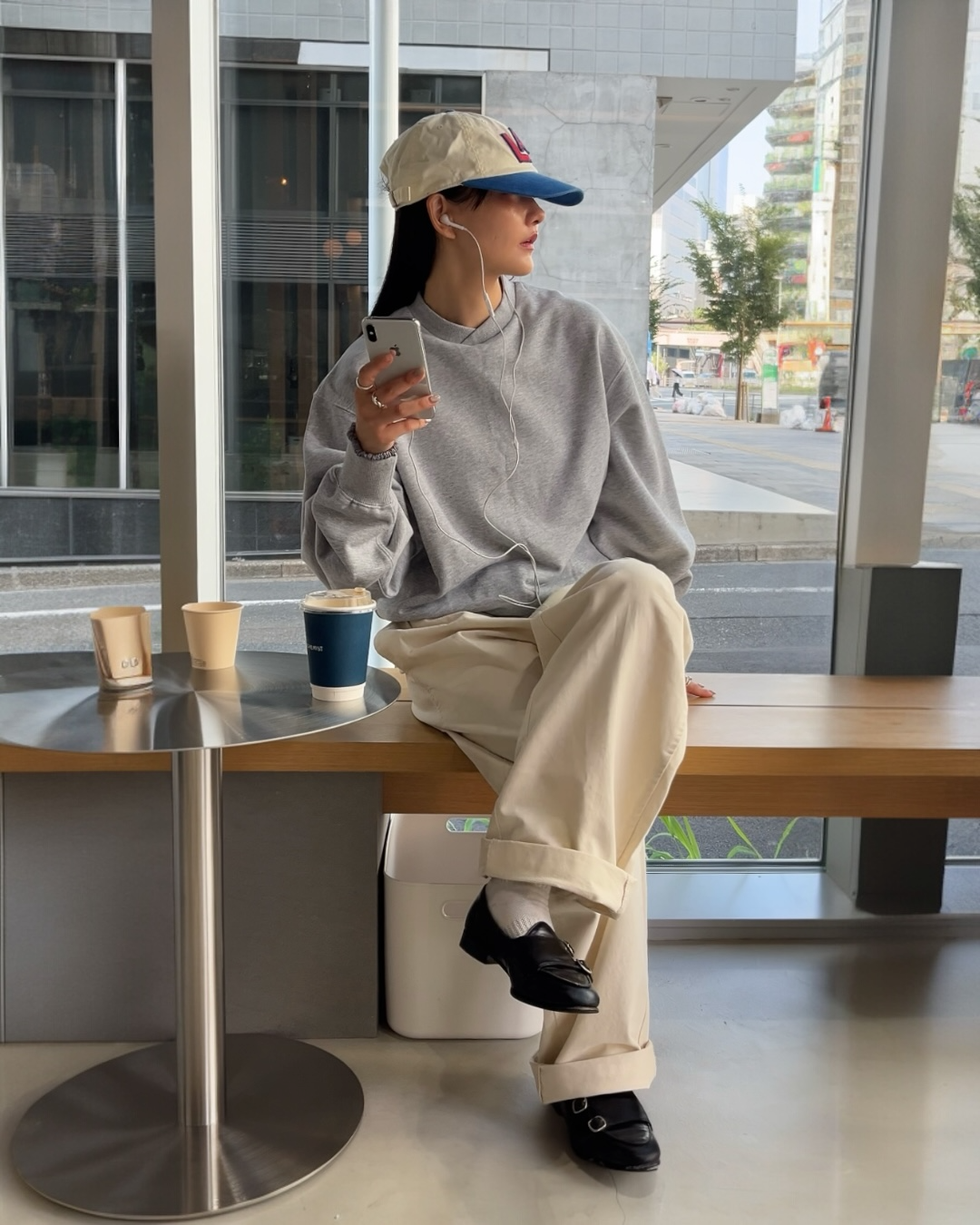 [9/18new]baseball neck sweat gray