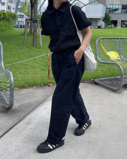 [10/16new] paper like tuck pants