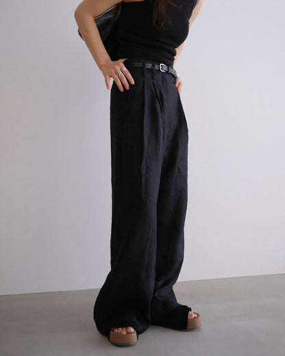 [8/20new]full linen belt pants black