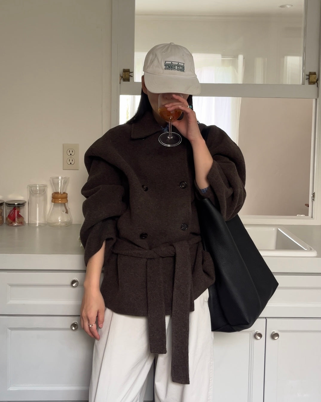 Drape Wool P-Coat brown