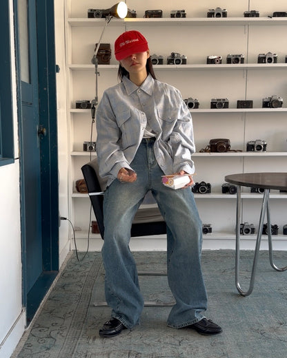 Cotton Check Drop-Shoulder Shirt