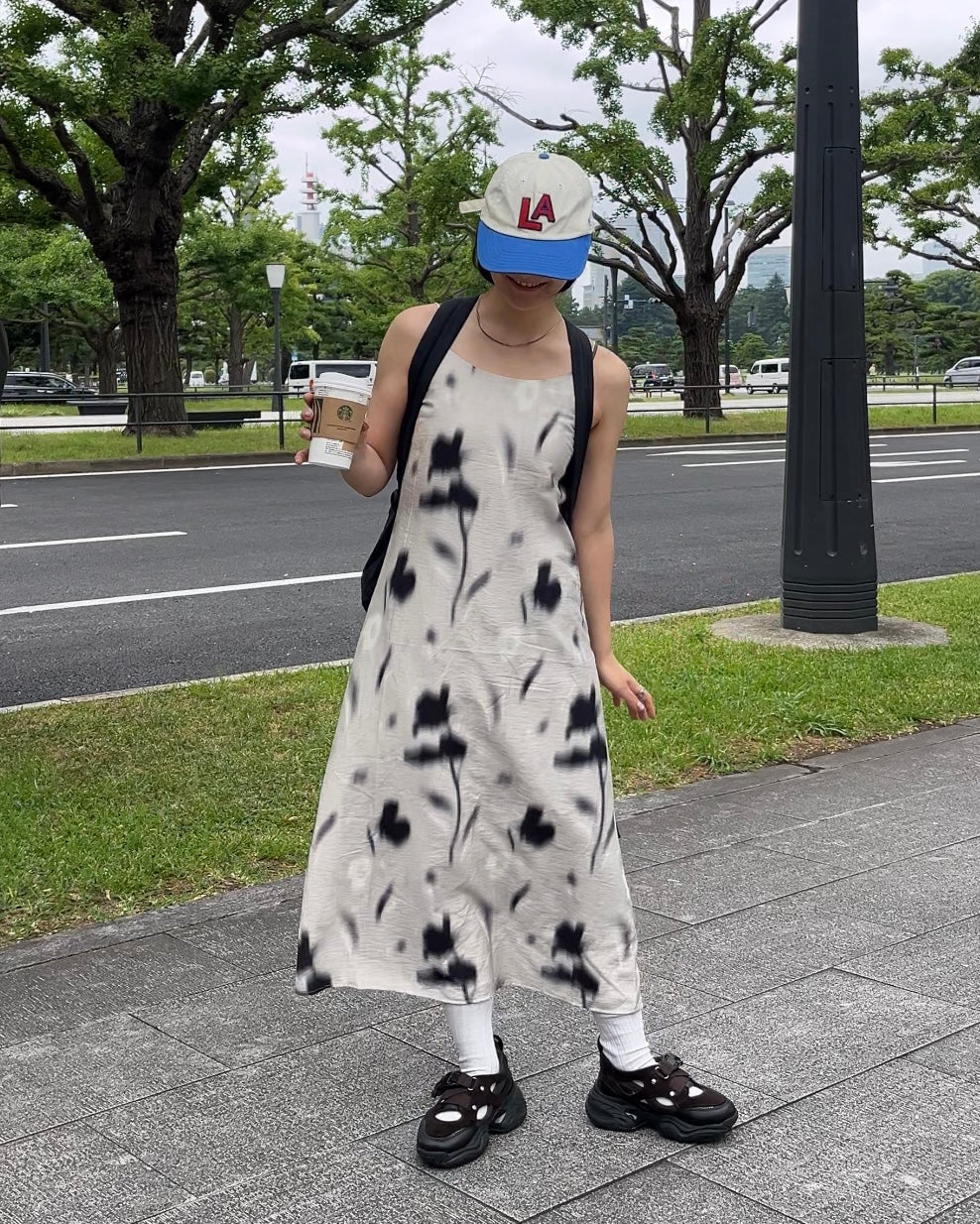 Inked Pattern Camisole Dress