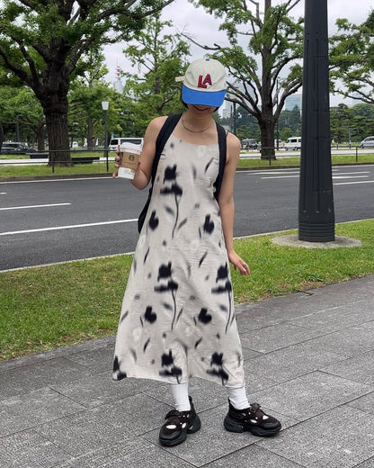 Inked Pattern Camisole Dress