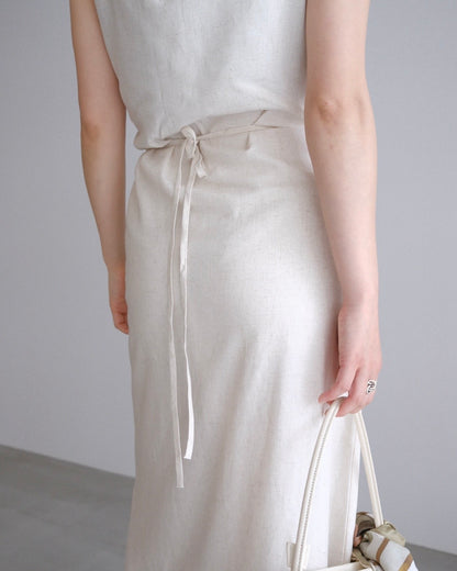 [9/3new]Linen Drape onepiece ivory