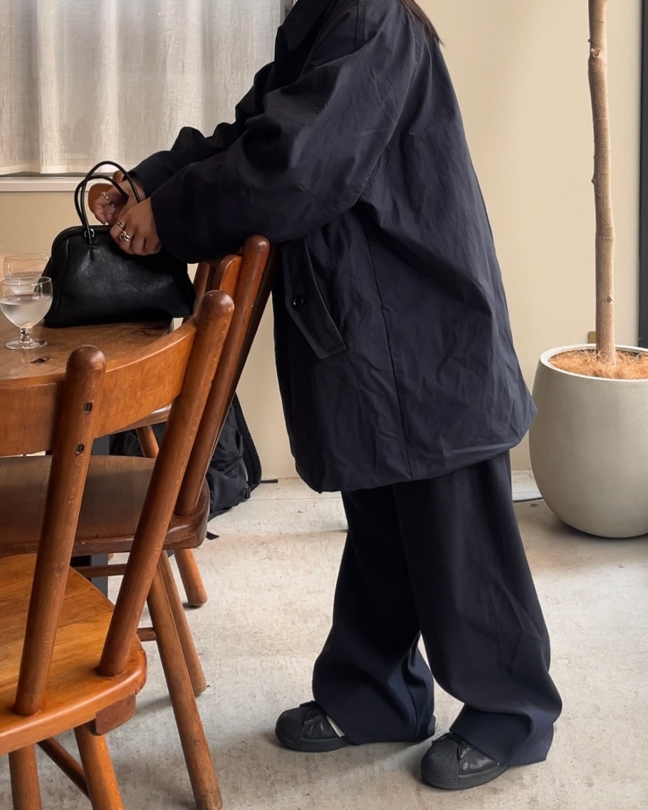 Cotton Nylon Over Collar Jacket navy